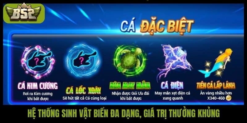 Hệ thống sinh vật biển đa dạng, giá trị thưởng khủng