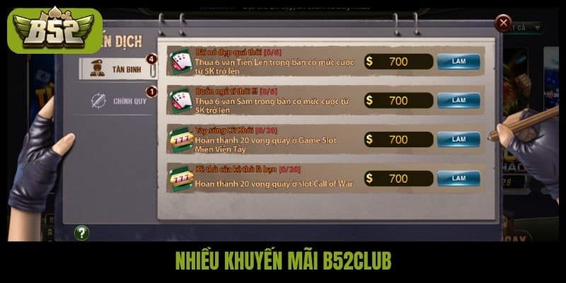 Nhiều khuyến mãi B52club